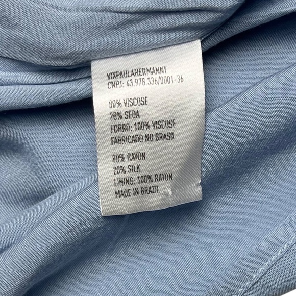 ViX Paula Hermanny Ciara Midi Dress Size 38-4 Blue Shirred Sleeve Resort Swim - Picture 8 of 10